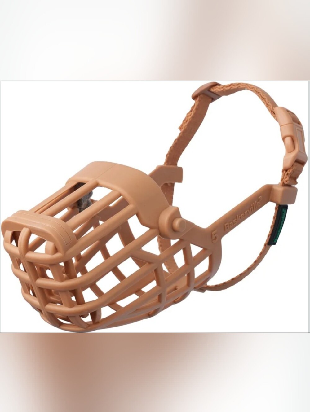 Baskerville Brand - Tan Classic Soft TPR Basket Muzzle for Dogs - Size 6